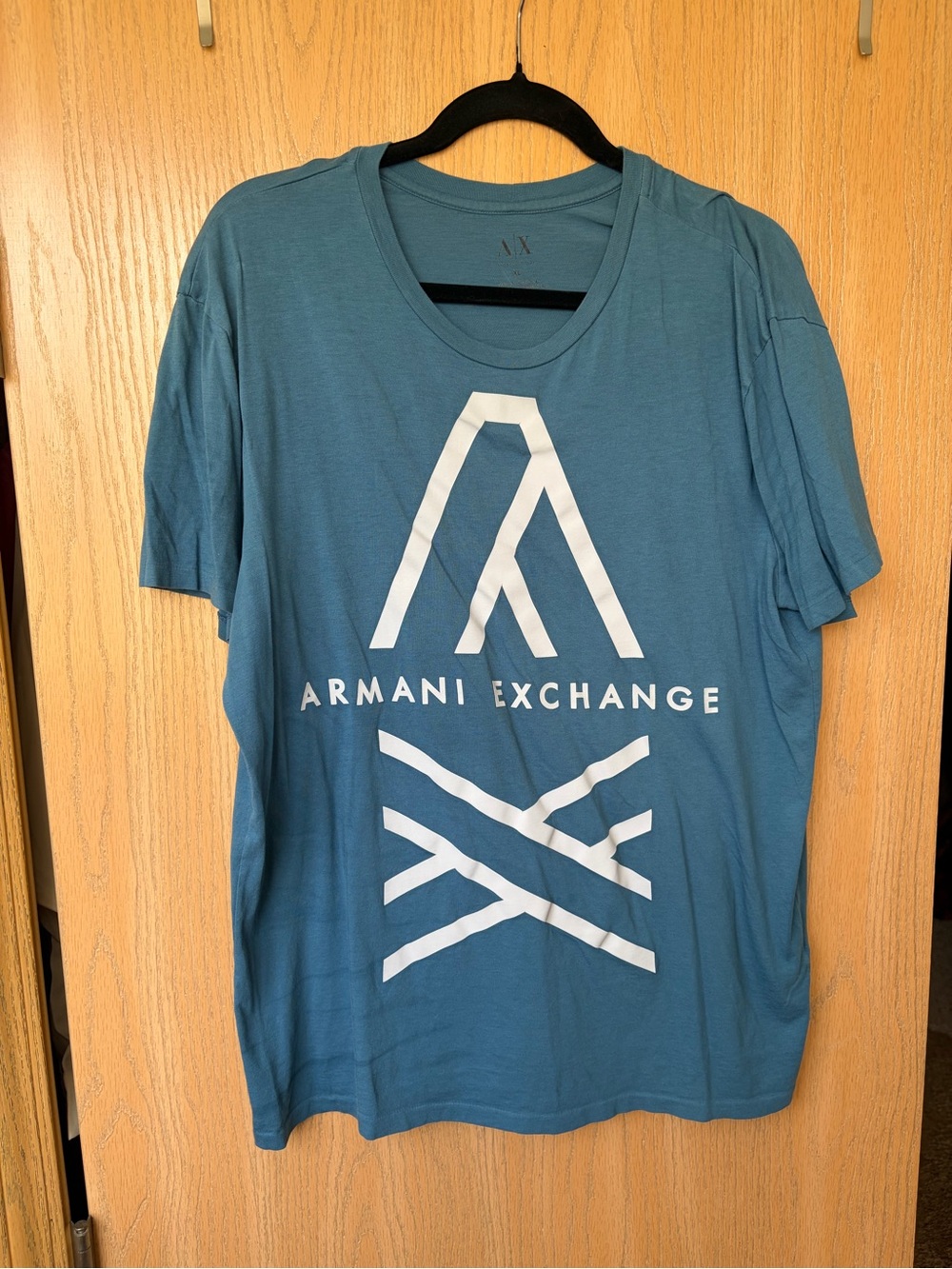 Armani Exchange Men's Teal Graphic Logo Tee
